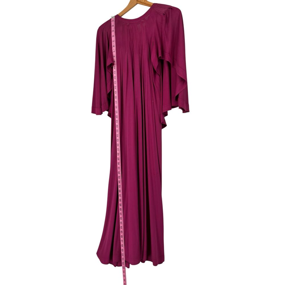 Vintage Jean Muir Original England Maxi Batwing Cape Dress Womens 12 Magenta - Picture 8 of 16